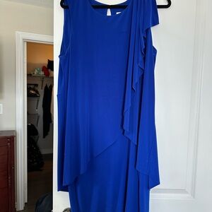 Joseph Ribkoff Blue Asymmetrical Tiered Sheath Dress